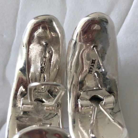 E&L Sterling Silver Earrings Electroform Hammered Israel 1.5" long - Picture 8 of 12